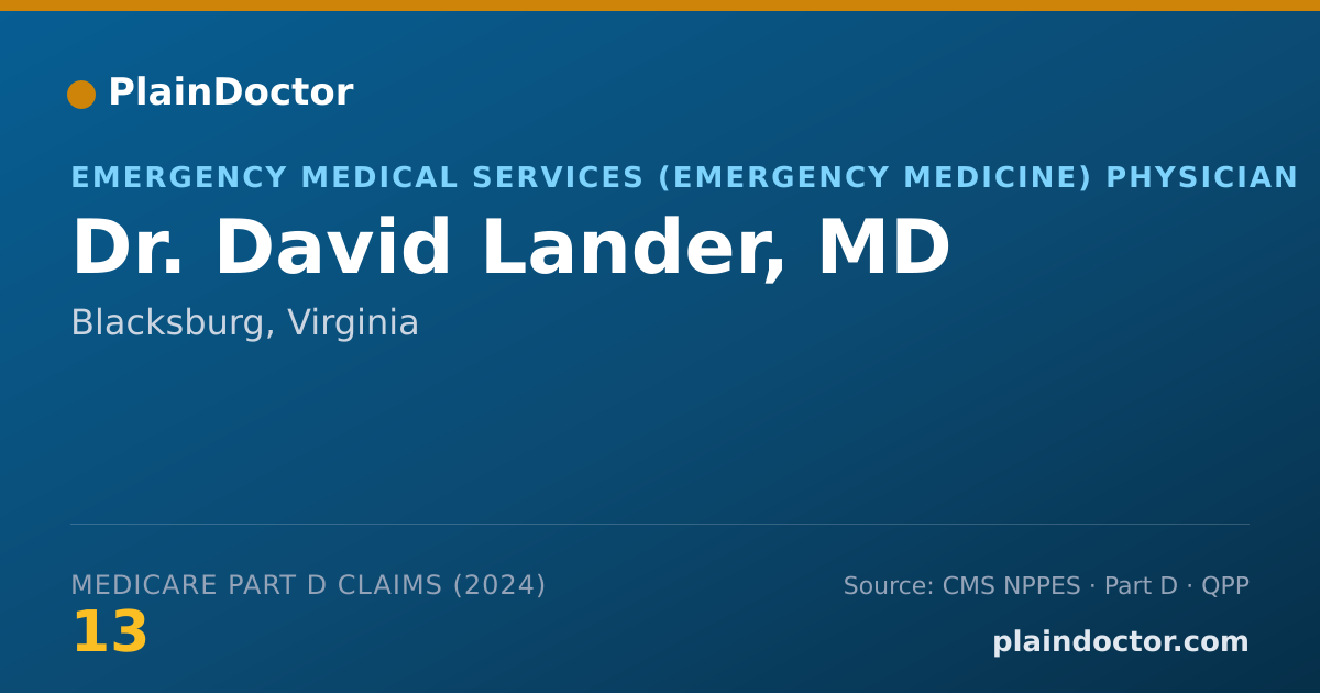 Shareable card for David Lander, MD - Emergency Medical Services (Emergency Medicine) Physician, Blacksburg, VA