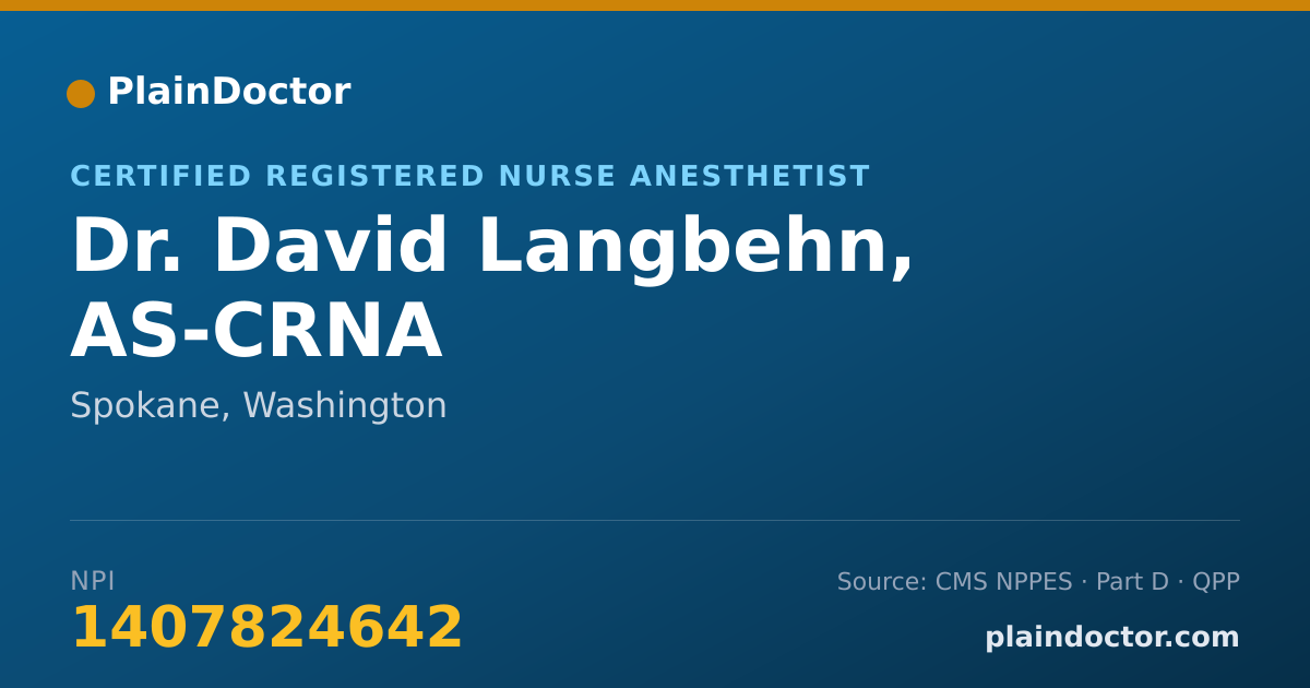 Shareable card for David Langbehn, AS-CRNA - Certified Registered Nurse Anesthetist, Spokane, WA