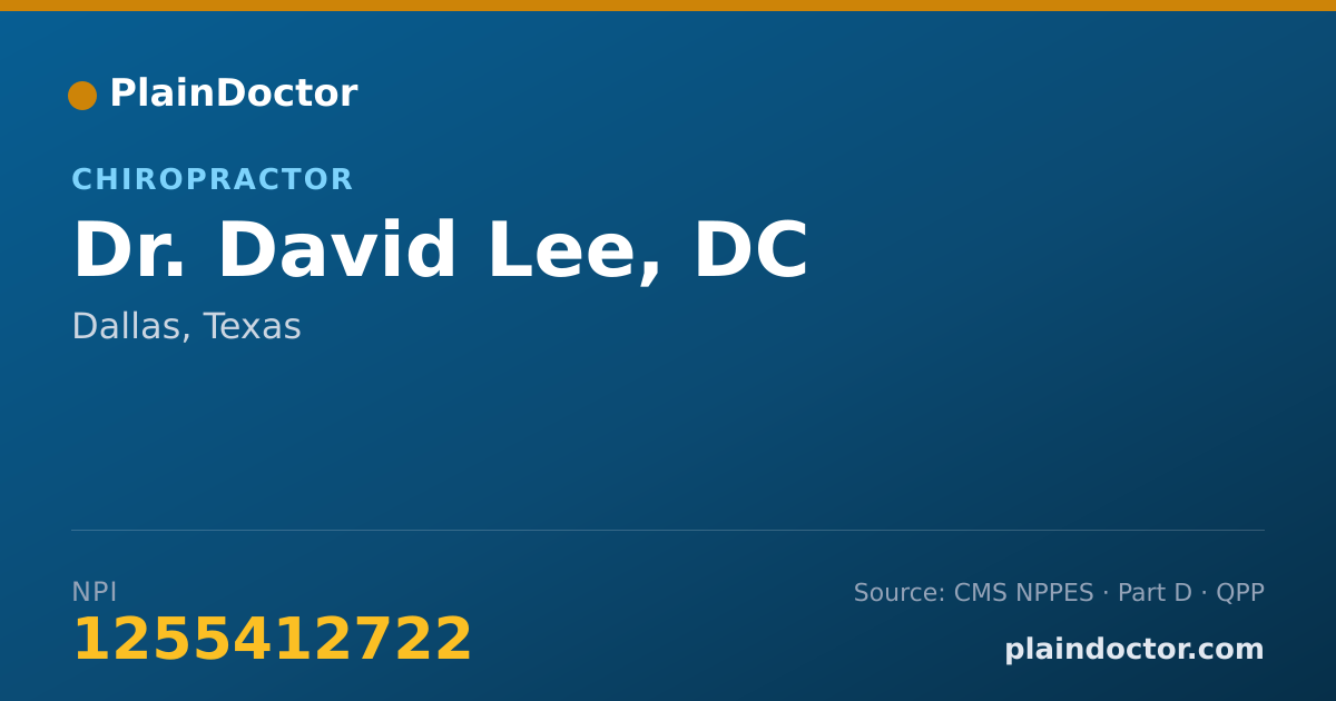 Shareable card for David Lee, DC - Chiropractor, Dallas, TX