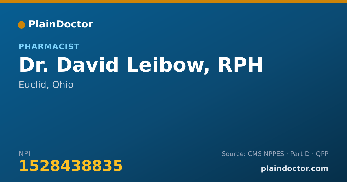 Shareable card for David Leibow, RPH - Pharmacist, Euclid, OH