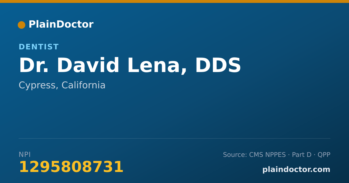 Shareable card for David Lena, DDS - Dentist, Cypress, CA