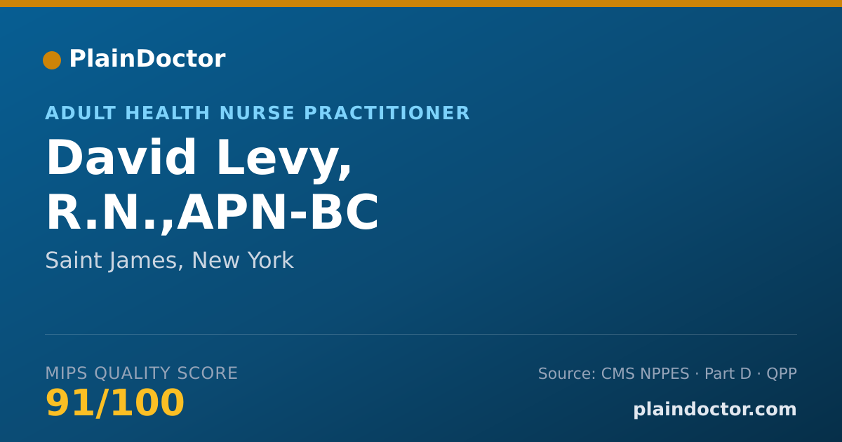 Shareable card for David Levy, R.N.,APN-BC - Adult Health Nurse Practitioner, Saint James, NY