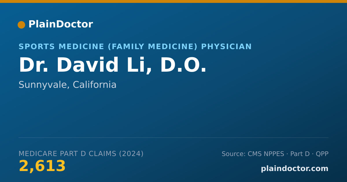 Shareable card for David Li, D.O. - Sports Medicine (Family Medicine) Physician, Sunnyvale, CA