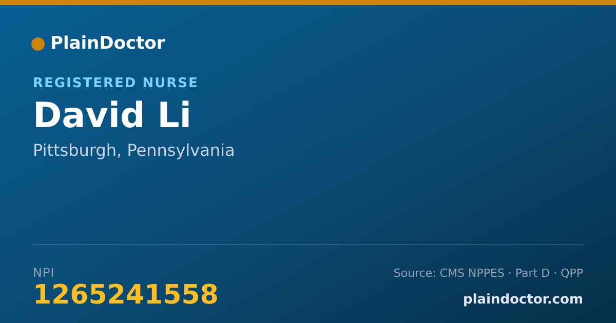 Shareable card for David Li - Registered Nurse, Pittsburgh, PA