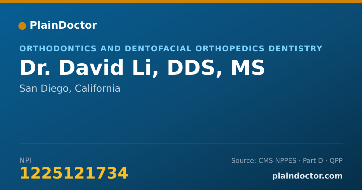 Shareable card for David Li, DDS, MS - Orthodontics and Dentofacial Orthopedics Dentistry, San Diego, CA