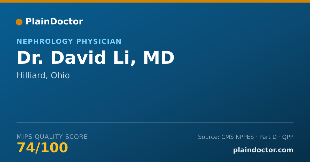 Shareable card for David Li, MD - Nephrology Physician, Hilliard, OH