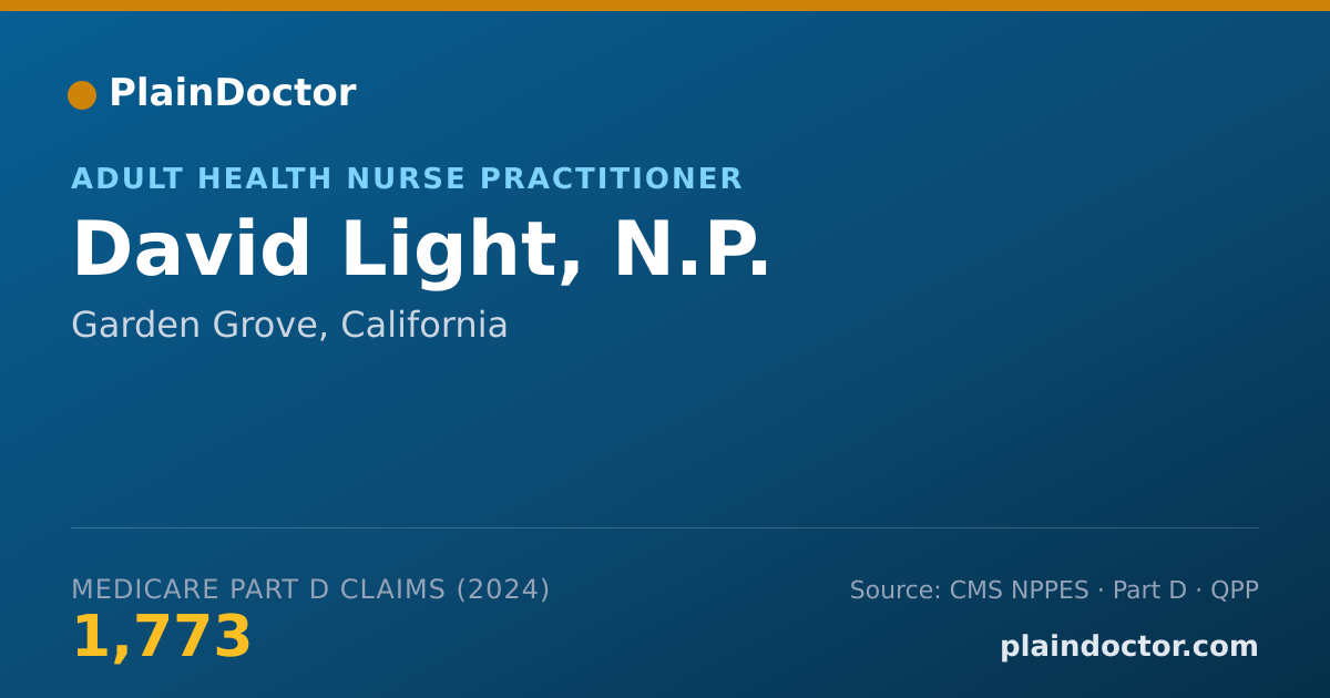 Shareable card for David Light, N.P. - Adult Health Nurse Practitioner, Garden Grove, CA