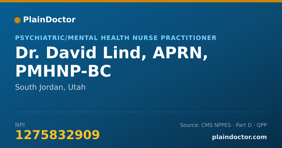 Shareable card for David Lind, APRN, PMHNP-BC - Psychiatric/Mental Health Nurse Practitioner, South Jordan, UT