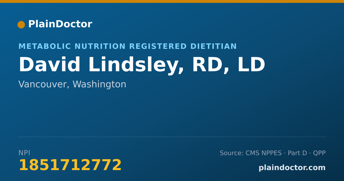 Shareable card for David Lindsley, RD, LD - Metabolic Nutrition Registered Dietitian, Vancouver, WA