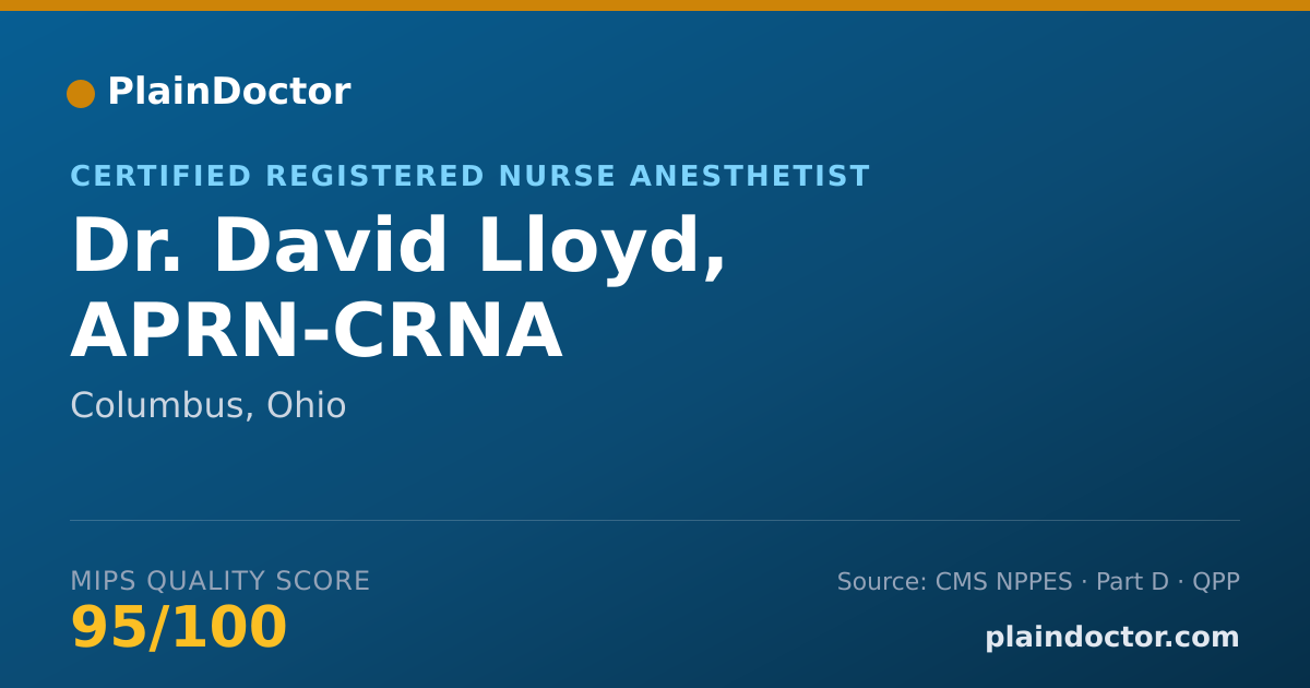 Shareable card for David Lloyd, APRN-CRNA - Certified Registered Nurse Anesthetist, Columbus, OH