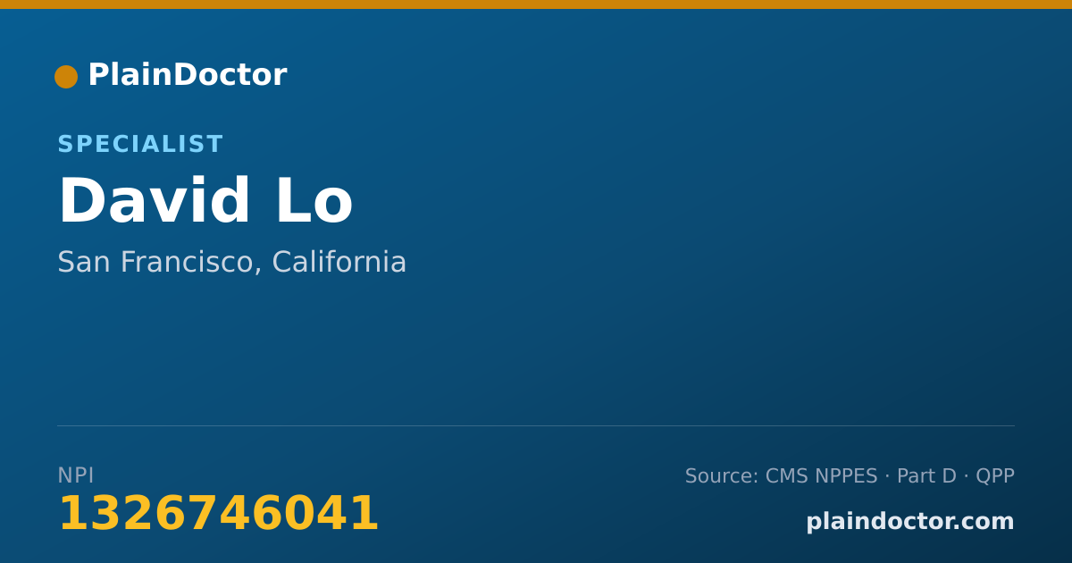 Shareable card for David Lo - Specialist, San Francisco, CA