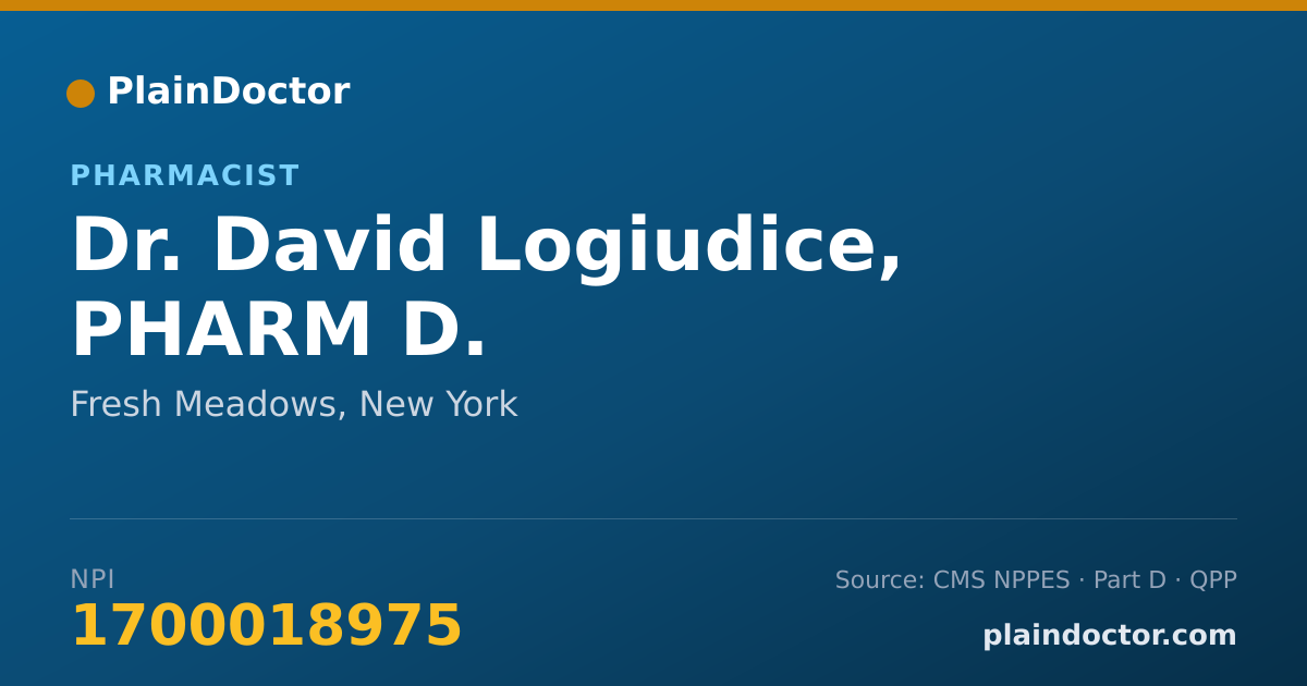Shareable card for David Logiudice, PHARM D. - Pharmacist, Fresh Meadows, NY