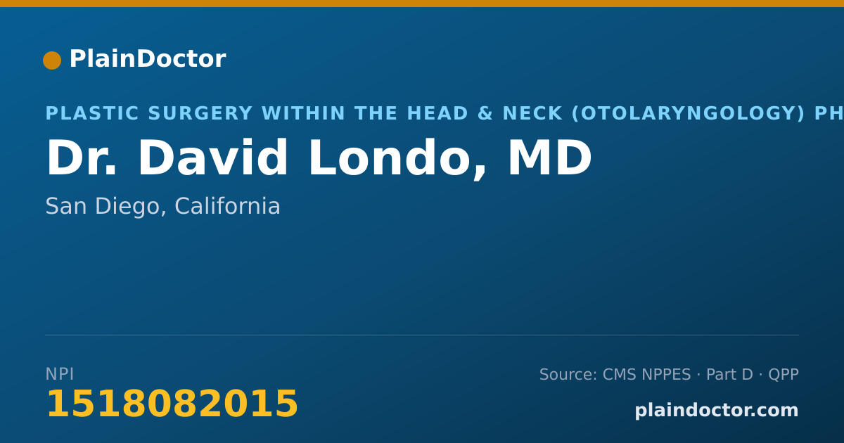 Shareable card for David Londo, MD - Plastic Surgery within the Head & Neck (Otolaryngology) Physician, San Diego, CA