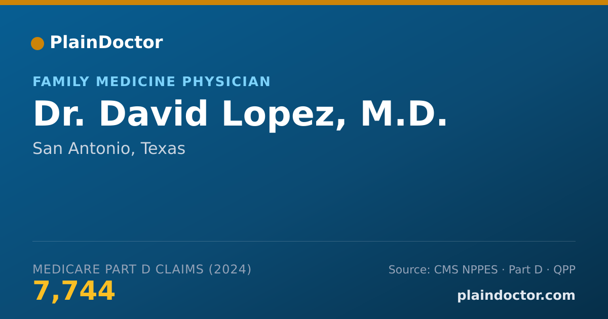 Shareable card for David Lopez, M.D. - Family Medicine Physician, San Antonio, TX