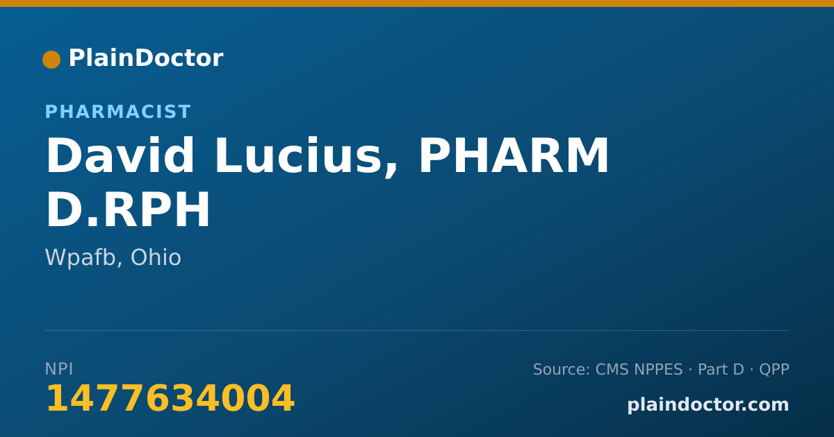 Shareable card for David Lucius, PHARM D.RPH - Pharmacist, Wpafb, OH