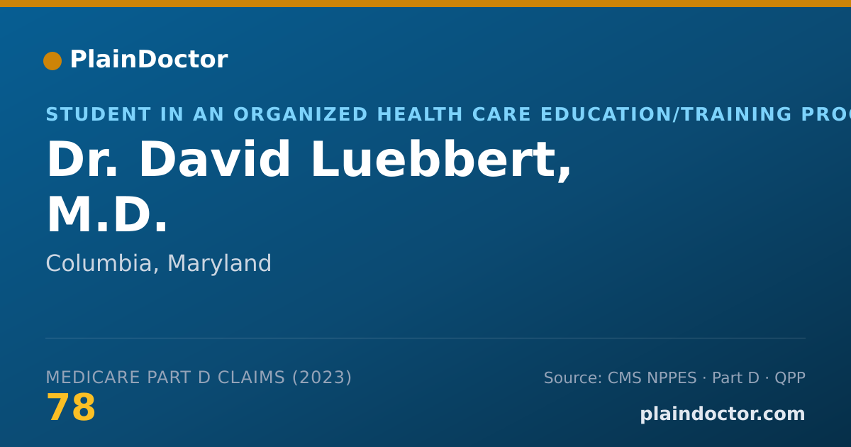Shareable card for David Luebbert, M.D. - Student in an Organized Health Care Education/Training Program, Columbia, MD