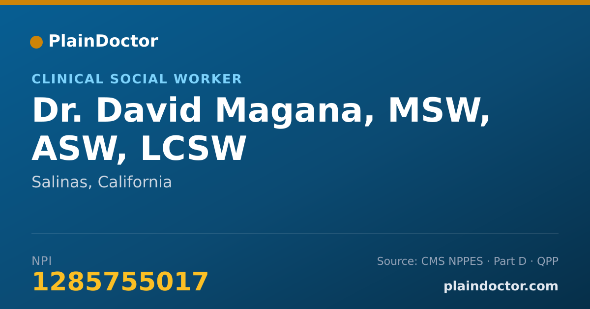 Shareable card for David Magana, MSW, ASW, LCSW - Clinical Social Worker, Salinas, CA