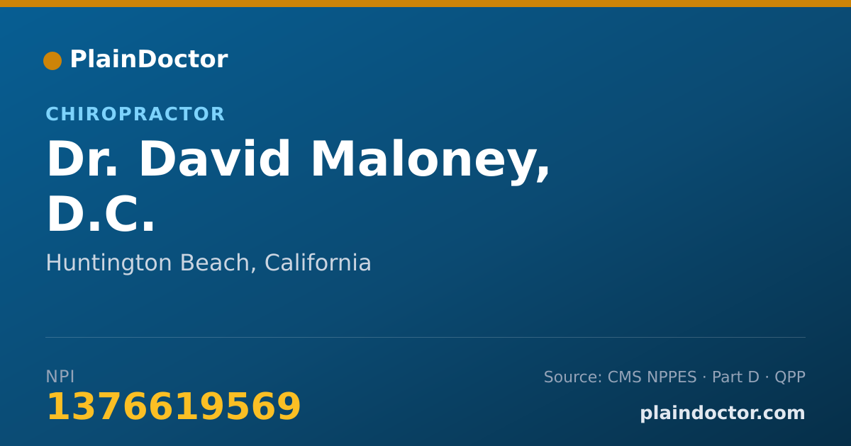 Shareable card for David Maloney, D.C. - Chiropractor, Huntington Beach, CA