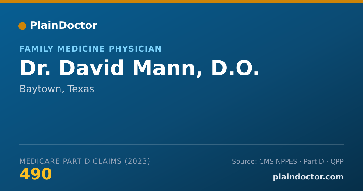 Shareable card for David Mann, D.O. - Family Medicine Physician, Baytown, TX