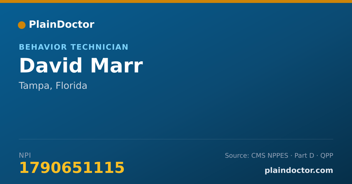 Shareable card for David Marr - Behavior Technician, Tampa, FL