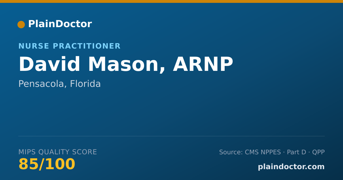 Shareable card for David Mason, ARNP - Family Nurse Practitioner, Pensacola, FL