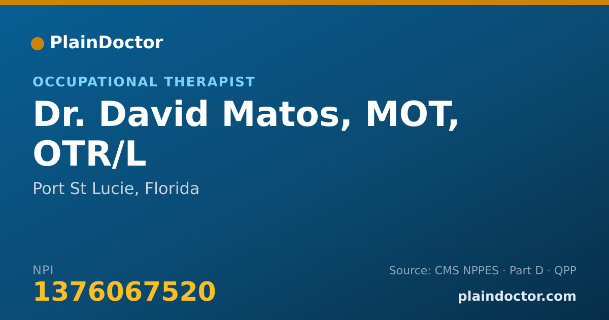 Shareable card for David Matos, MOT, OTR/L - Occupational Therapist, Port St Lucie, FL