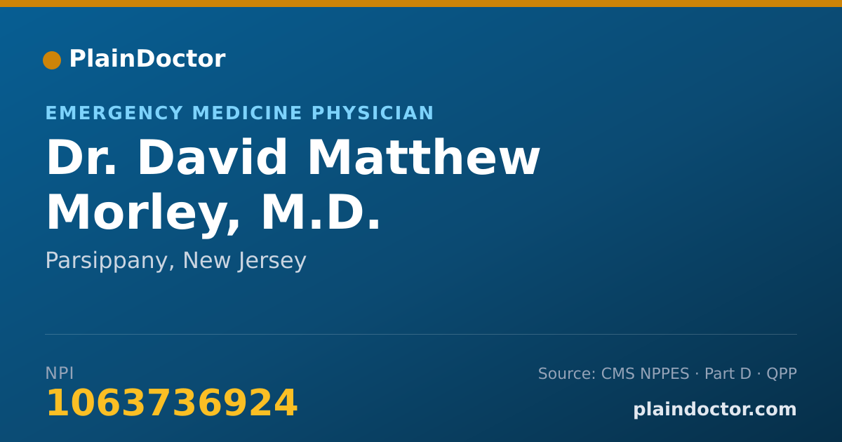 Shareable card for David Matthew Morley, M.D. - Emergency Medicine Physician, Parsippany, NJ