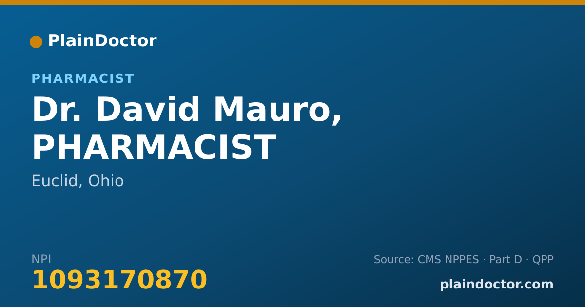 Shareable card for David Mauro, PHARMACIST - Pharmacist, Euclid, OH