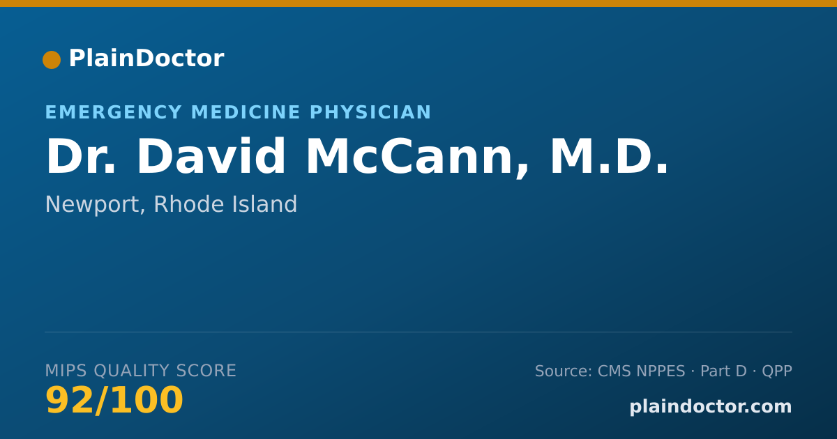 Shareable card for David McCann, M.D. - Emergency Medicine Physician, Newport, RI