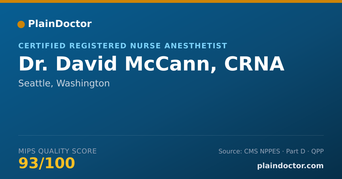 Shareable card for David McCann, CRNA - Certified Registered Nurse Anesthetist, Seattle, WA