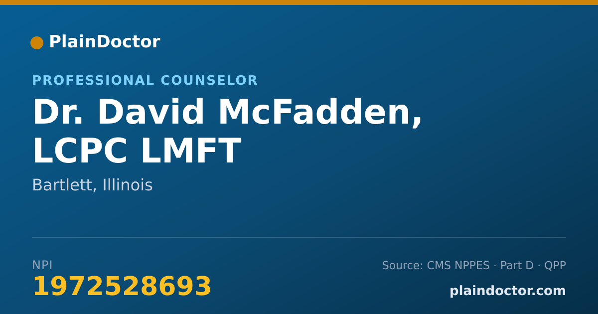 Shareable card for David McFadden, LCPC  LMFT - Professional Counselor, Bartlett, IL