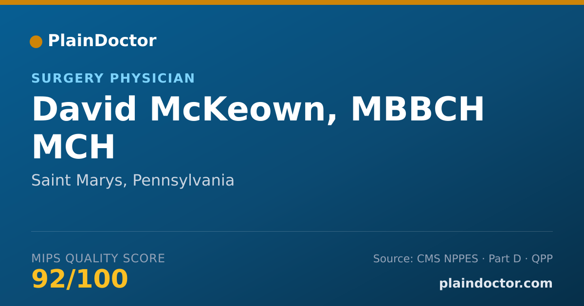 Shareable card for David McKeown, MBBCH MCH - Surgery Physician, Saint Marys, PA