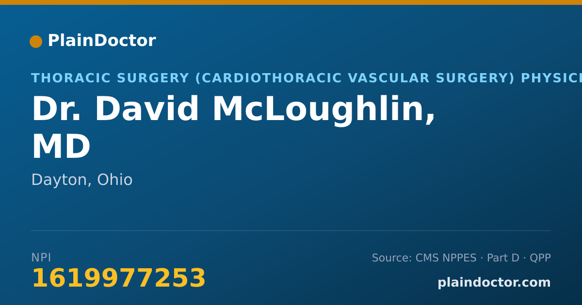 Shareable card for David McLoughlin, MD - Thoracic Surgery (Cardiothoracic Vascular Surgery) Physician, Dayton, OH