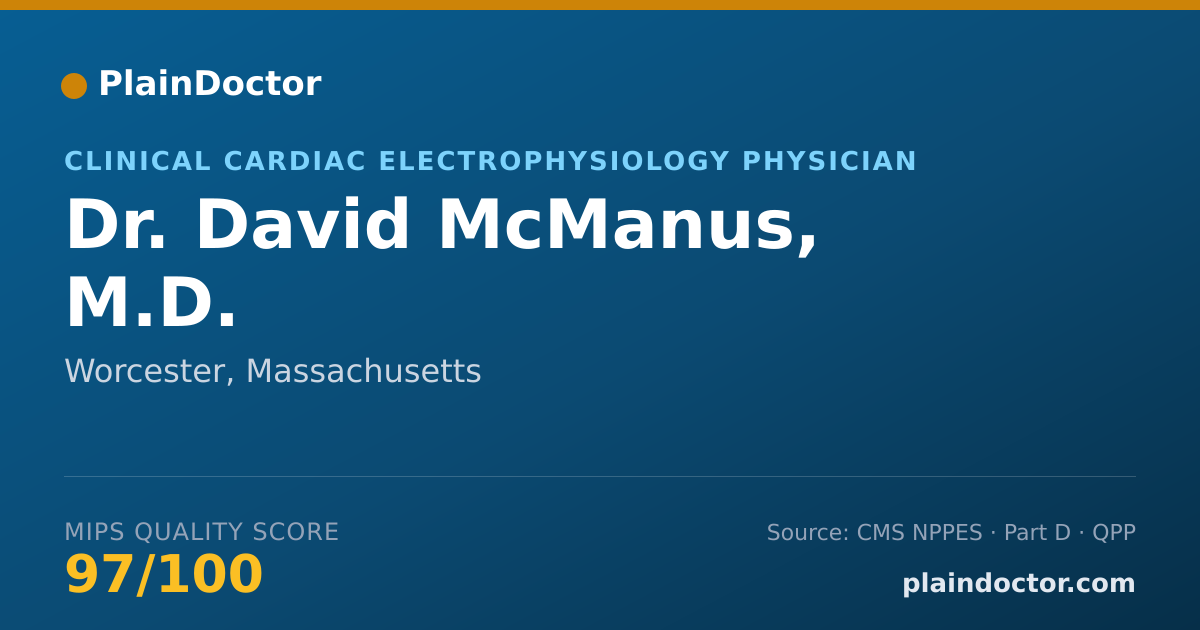 Shareable card for David McManus, M.D. - Clinical Cardiac Electrophysiology Physician, Worcester, MA