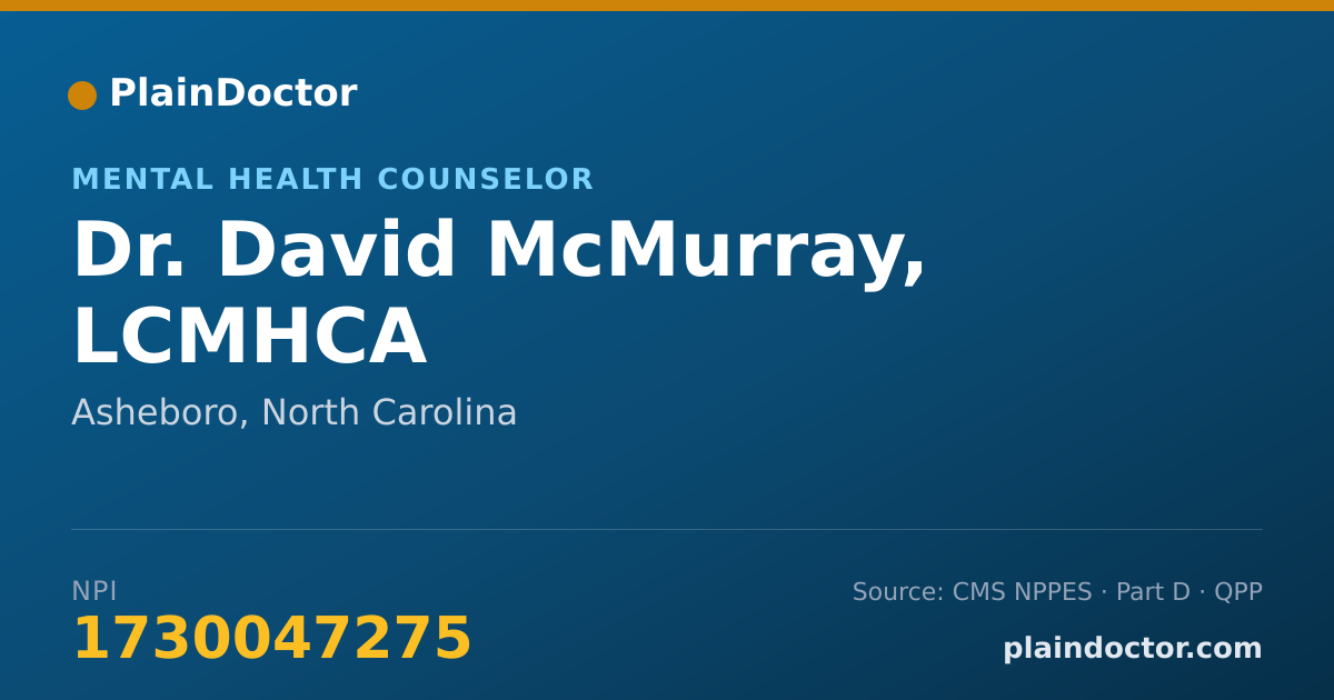 Shareable card for David McMurray, LCMHCA - Mental Health Counselor, Asheboro, NC