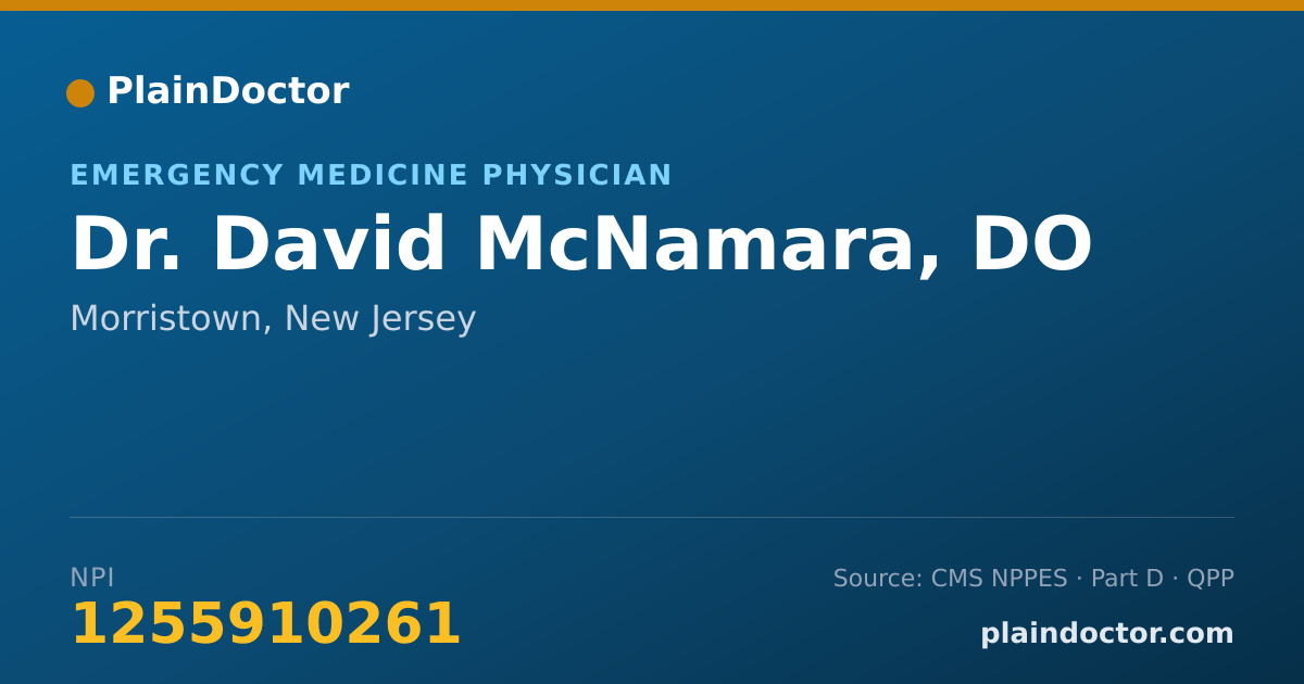 Shareable card for David McNamara, DO - Emergency Medicine Physician, Morristown, NJ