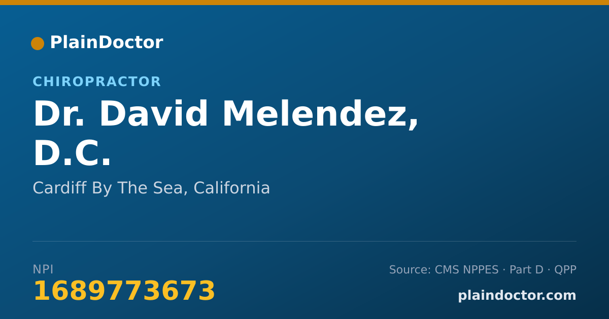 Shareable card for David Melendez, D.C. - Chiropractor, Cardiff By The Sea, CA