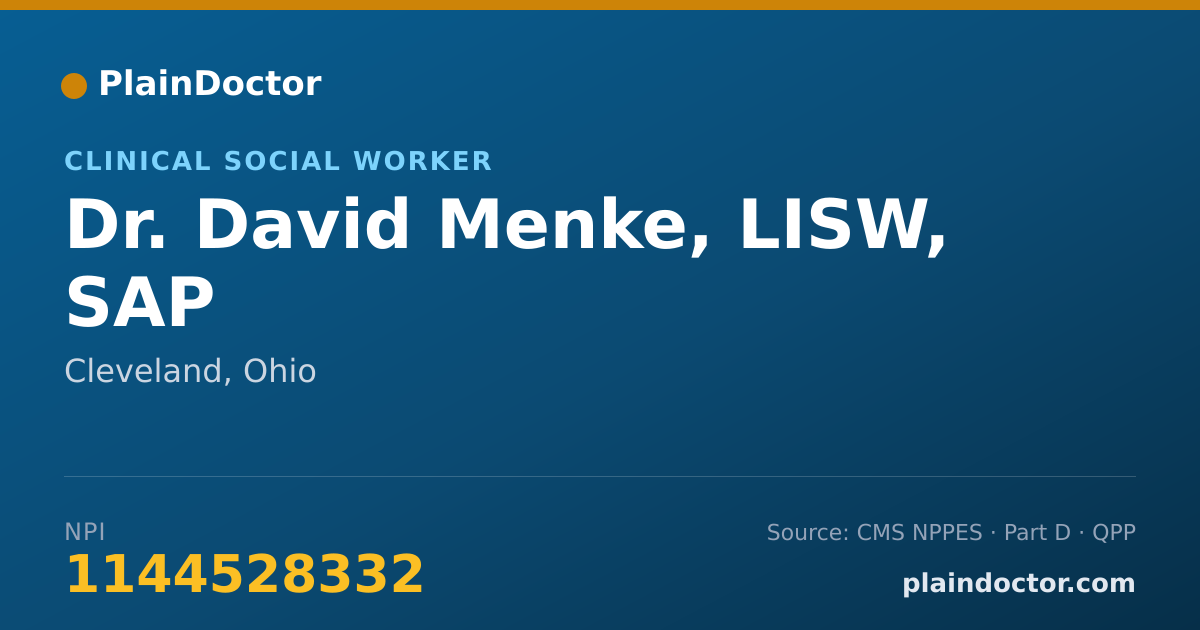 Shareable card for David Menke, LISW, SAP - Clinical Social Worker, Cleveland, OH