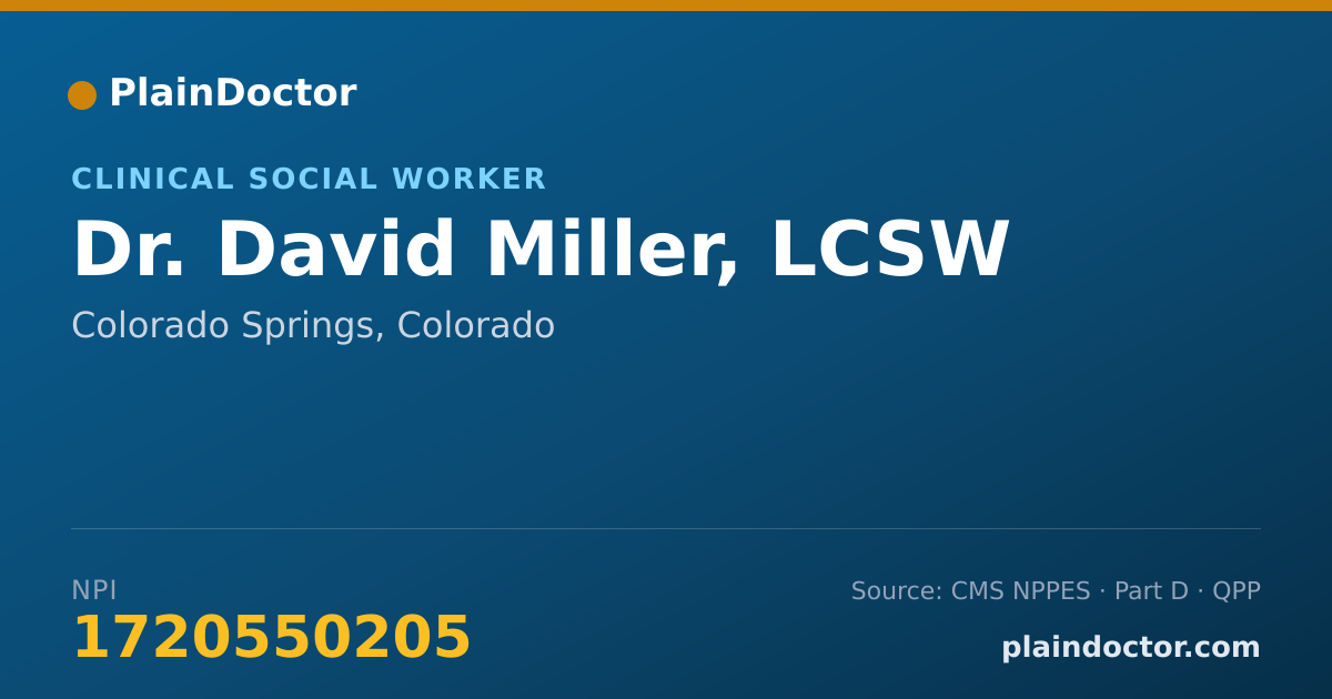 Shareable card for David Miller, LCSW - Clinical Social Worker, Colorado Springs, CO