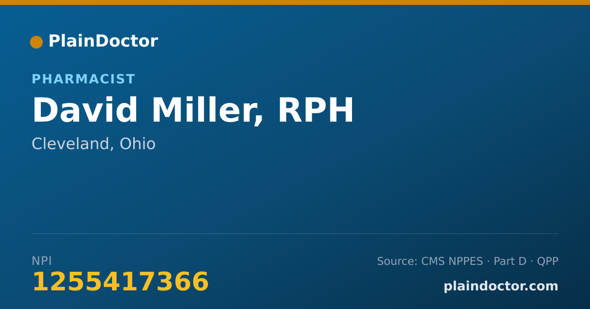 Shareable card for David Miller, RPH - Pharmacist, Cleveland, OH
