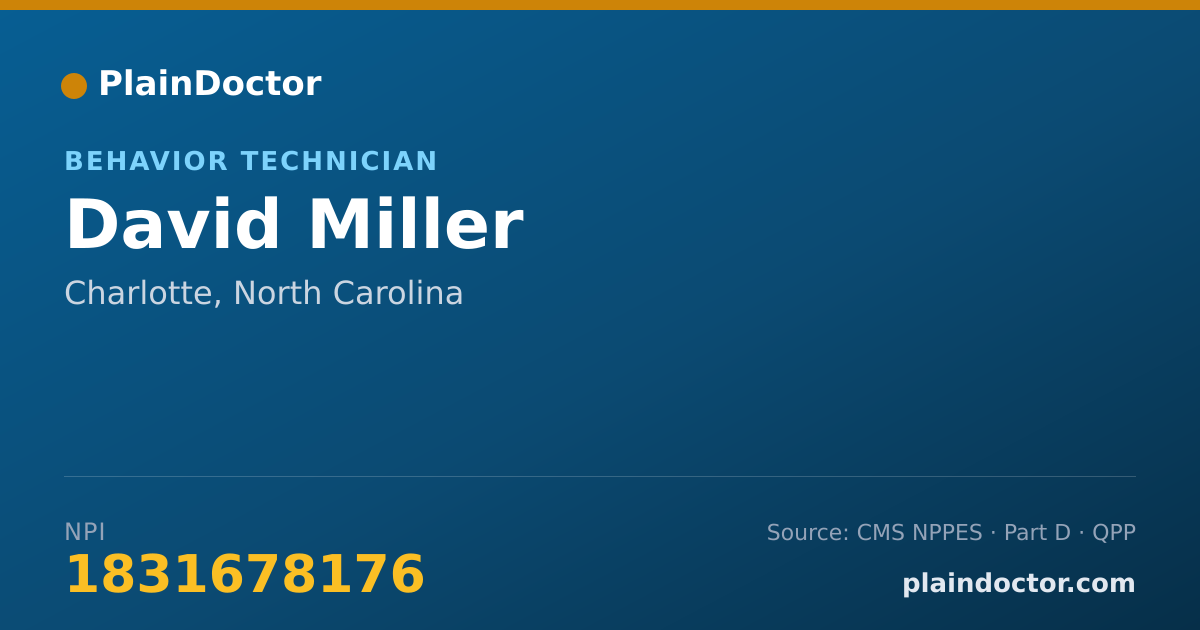 Shareable card for David Miller - Behavior Technician, Charlotte, NC