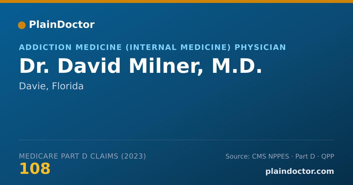 Shareable card for David Milner, M.D. - Addiction Medicine (Internal Medicine) Physician, Davie, FL