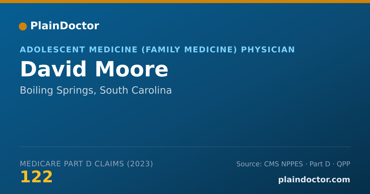 Shareable card for David Moore - Adolescent Medicine (Family Medicine) Physician, Boiling Springs, SC