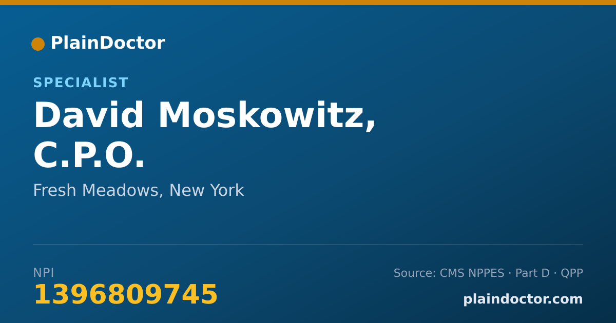 Shareable card for David Moskowitz, C.P.O. - Specialist, Fresh Meadows, NY