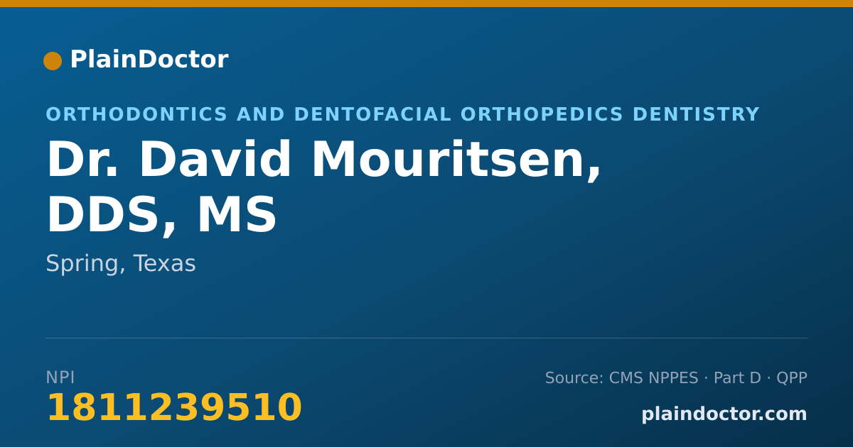 Shareable card for David Mouritsen, DDS, MS - Orthodontics and Dentofacial Orthopedics Dentistry, Spring, TX