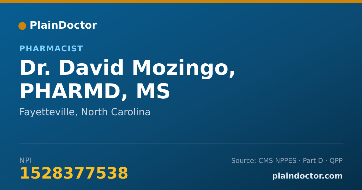 Shareable card for David Mozingo, PHARMD, MS - Pharmacist, Fayetteville, NC