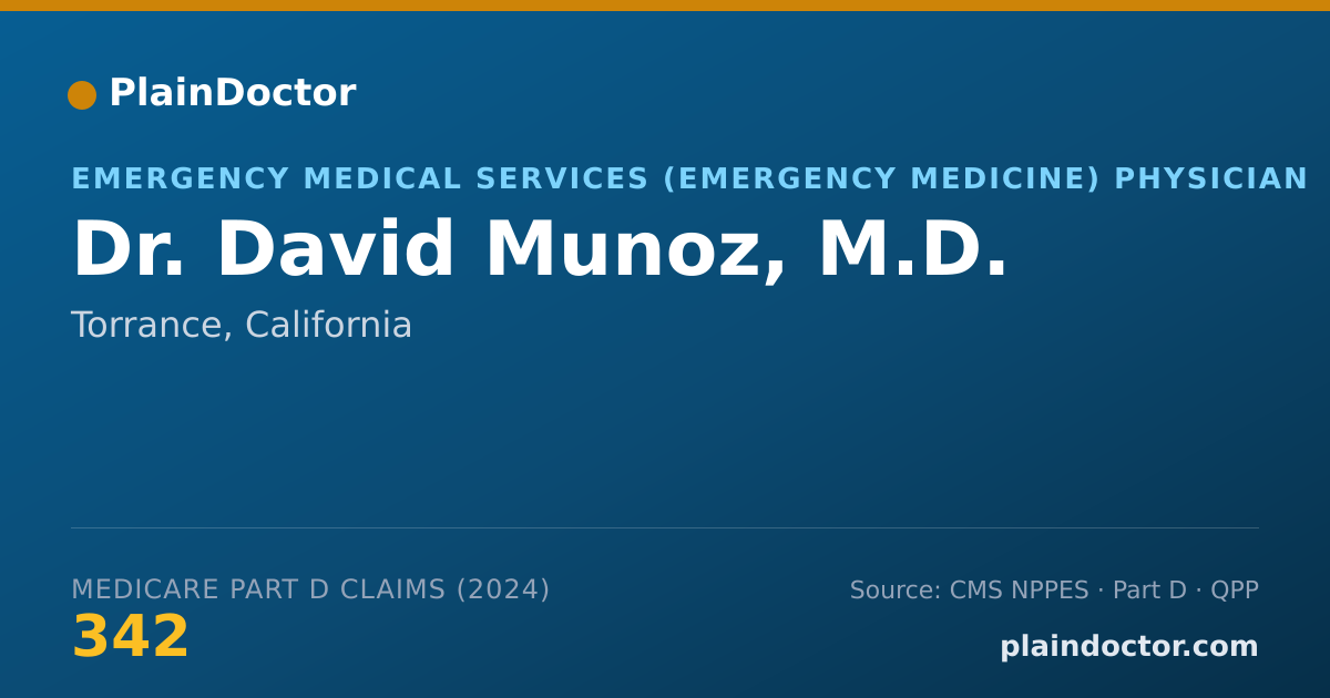 Shareable card for David Munoz, M.D. - Emergency Medical Services (Emergency Medicine) Physician, Torrance, CA