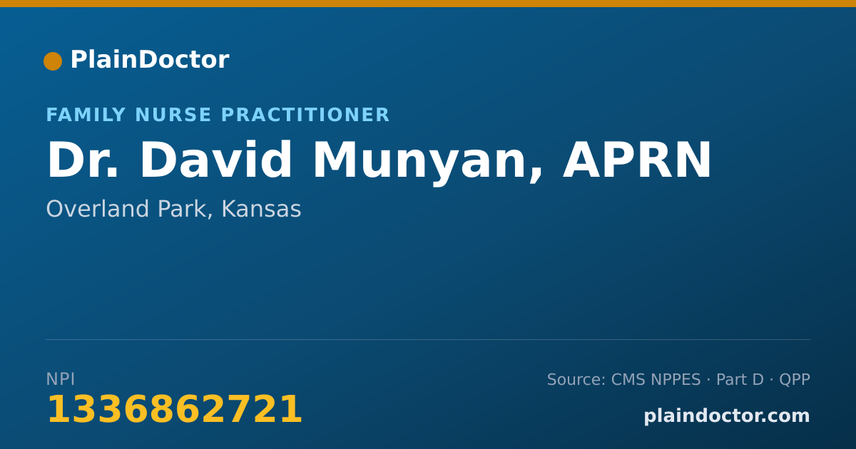Shareable card for David Munyan, APRN - Family Nurse Practitioner, Overland Park, KS