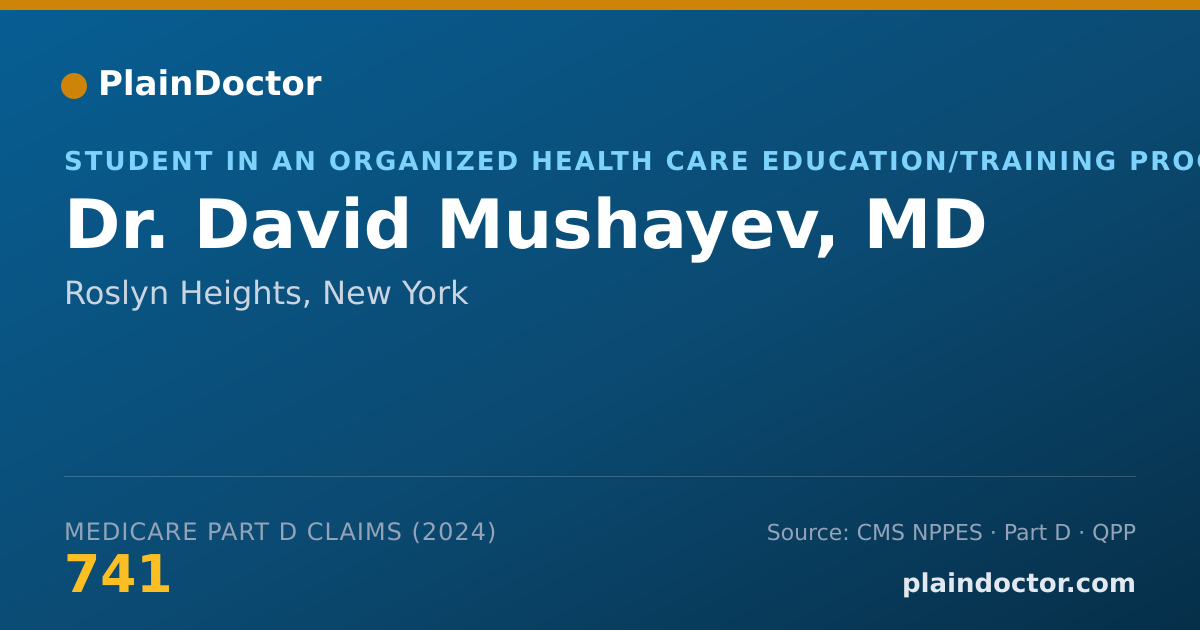 Shareable card for David Mushayev, MD - Student in an Organized Health Care Education/Training Program, Roslyn Heights, NY