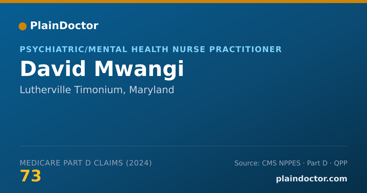Shareable card for David Mwangi - Psychiatric/Mental Health Nurse Practitioner, Lutherville Timonium, MD